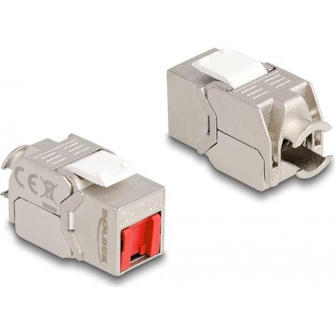 Delock MÃ³dulo Keystone RJ45 hembra a LSA Cat.6A sin herramientas con cubierta antipolvo roja