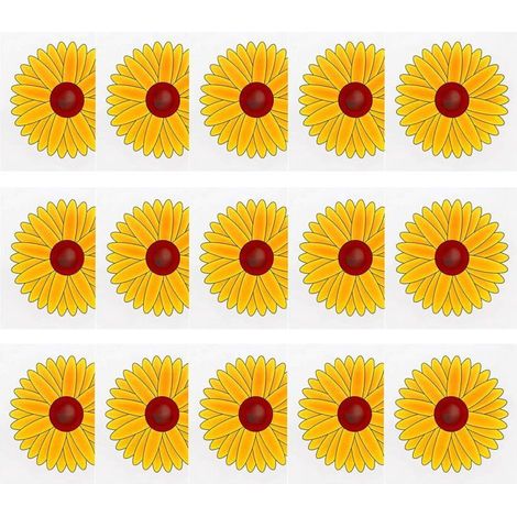 Lot de 15 pièges à mouches pour fenêtre, motif floral tournesol, jaune, autocollants adhésifs transparents (1/5)