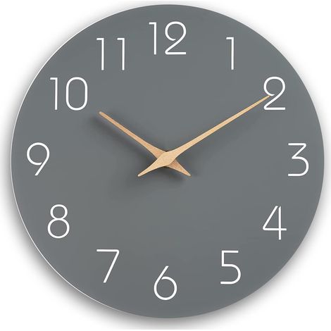 Sollbry Reloj de pared silencioso sin tictac, diseño moderno, sin marco, para salón, cocina, dormitorio, oficina, gris, 30 cm (1/5)