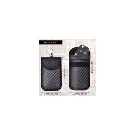 Pochette anti RFID pour clé de voiture – Lot de 2 – Fibre de carbone – Protection contre le vol – Design compact et élégant (1/4)