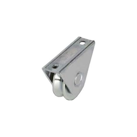 RUOTA CANCELLI GOLA V CON SUPPORTO A CAVALLOTTO ART.412- - mm.60x17 - portata Kg.100 - gola V 92 ° - 2 pezzi COMBI