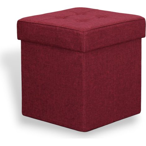 Pouf contenitore quadrato in tessuto salvaspazio - Bordeaux (1/5)