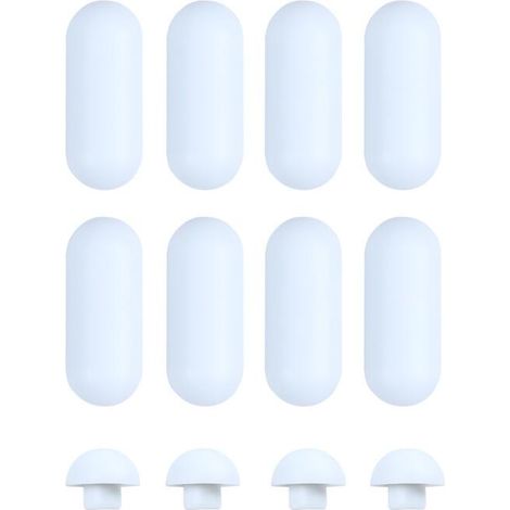 Juego de 12 protectores de asiento de inodoro, con espaciadores de repuesto a presión y cojines reductores de ruido. Compatibles con asientos de inodoro. Blanco. (1/5)