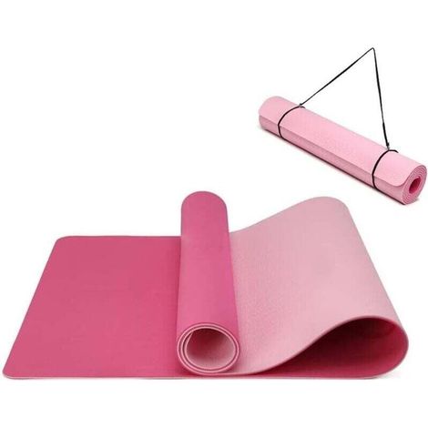 Oak & Tea Tapis de yoga tapis de yoga épais antidérapant pour homme/femme tapis d'exercice pour la gym à la maison avec sangle de transport méditation pilates 183 x 61 x 0.6 cm (1/4)