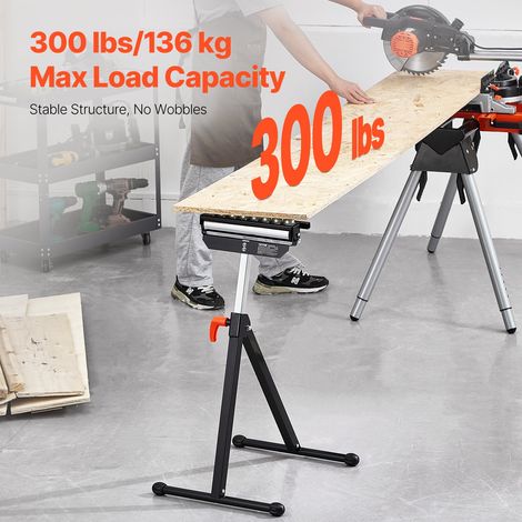 Servante à Rouleaux Capacité de Charge 136 kg Support à Rouleau Pliable Hauteur Réglable 680-1079,5 mm avec Tête à Rouleau Multidir… (1/5)