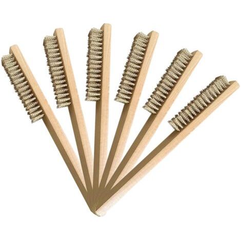 6 Pcs Brosse Laiton, Jeu de Brosses Métalliques, Brosse Métallique avec Poils en laiton 205 mm, Brosses Métalliques Laiton, pour nettoyer les taches de sueur, la rouille et le nettoyage e (1/5)