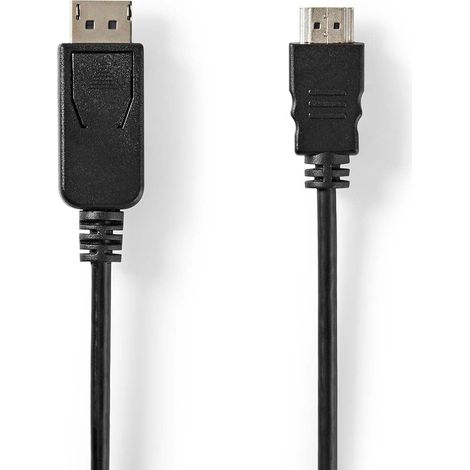 Cable DisplayPort  DisplayPort macho  Conector HDMI™  4K@60Hz  Niquelado  2,00 metros  Redondo  PVC  Negro  Etiqueta (1/3)
