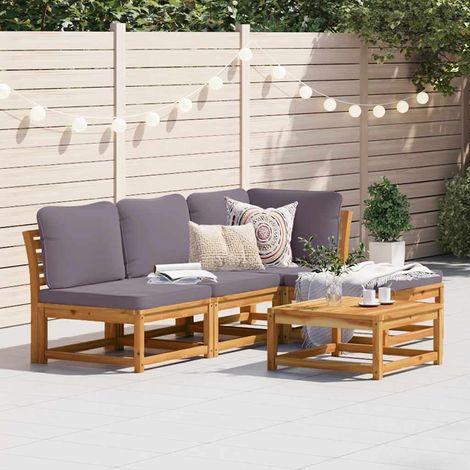 Salon de jardin avec coussins 5 pcs Bois d'acacia solide (1/5)