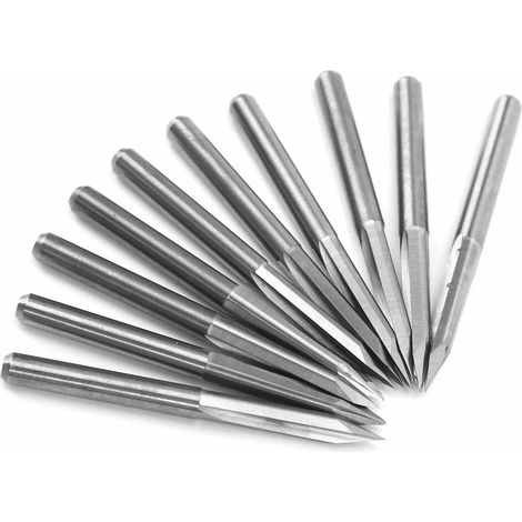 10 Stück 3,175 mm Fräser aus Wolframstahl für Holzschnitzerei und Gravur, 30° x 0,1 mm (1/5)
