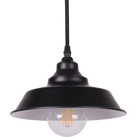 Métal Retro Suspensions Luminaires Industriel E27 Simplicité Lustre Vintage Plafonnier Suspension avec Abat-jour Brillant en Métal (sans ampoule) (1/5)