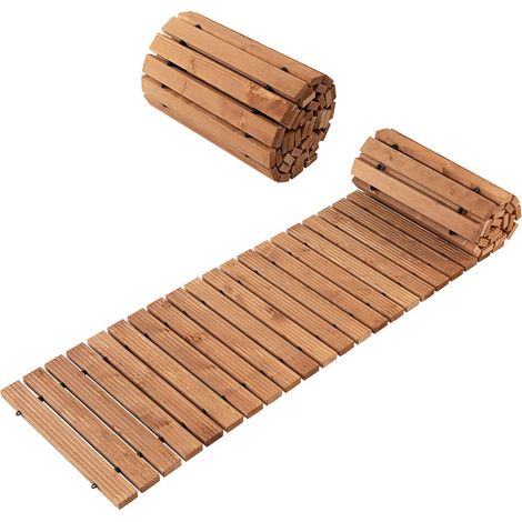 Percorso da giardino in legno 245 x 43 x 2 cm antiscivolo per uso esterno design naturale 200019613
