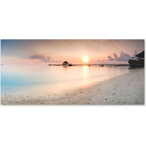 Lupia - Quadro moderno su Tela Canvas DEEP 65x143 cm LAGOON, Tela Cotone, Stampa, Made in Italy, Telaio in Legno, casa, soggiorno, capezzale camera da letto, hotel, ufficio (1/4)