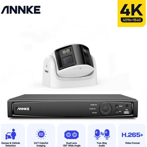 ANNKE 4K PoE Überwachungskamera Set 4K Kamera Panorama 180° Doppelobjektiv 2 Wege Audio Videoüberwachungssets (1/5)