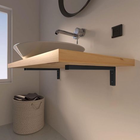 Lot de 4 Equerre Etagere Murale, equerre Industrielle, Equerre Charge Lourde, Support de Console pour Lavabo avec Vis (35 cm) (1/5)