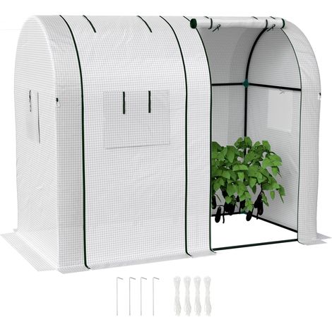 2,8 x 1,6 m großes Tunnelgewächshaus für Tomaten mit verstärktem Stahlrahmen und 135 g/m² PE-Folie, 4 Belüftungsöffnungen und Reißverschlusstüren