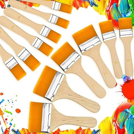 QINERSAW 12 PCS Pinceau Plat Peinture en Nylon 2/3/4/6/9/12 Pinceau Plat Large Peinture Pinceau Plat Peinture Huile Pinceau Plat Peinture Pinceau Plat Peinture Aquarelle Pinceau Peinture (1/5)