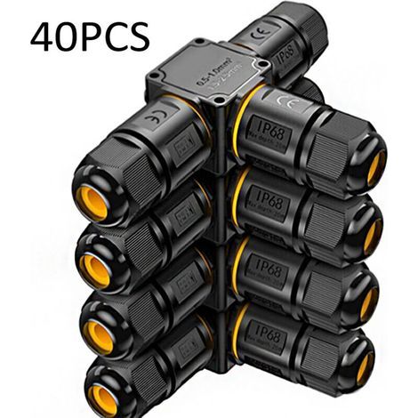 40 PCS Connecteurs de Câbles Étanches IP68 - Boîte de jonction 3 voies connecteur etanche 3 fils - Raccordement extérieur du jardin - Dérivation de câble 6-11mm - Coffret électrique externe étanche (1/4)