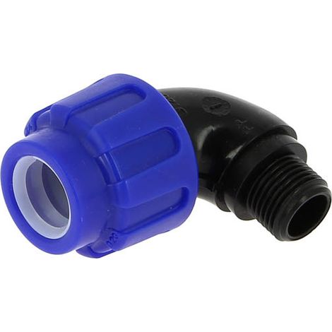 Coude 90° polypropylène à compression 10bar Mâle 1/2 PE Ø20