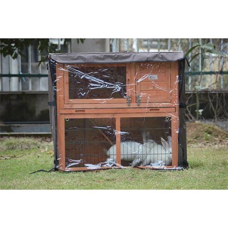 Housse universelle pour clapier double de 120 x 122 x 50 x 105 cm (4 pi x 122 x 50 x 105 cm) pour clapiers à lapins à deux étages ( ) (1/2)