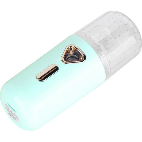 Mini humidificateur facial portable 30 ml, nano-atomisation, rechargeable par USB, brumisateur pour le visage, vert (1/5)