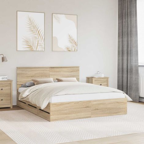 Cadre de lit Chêne Sonoma 160 x 200 cm Bois Ingénierie vidaXL (1/5)