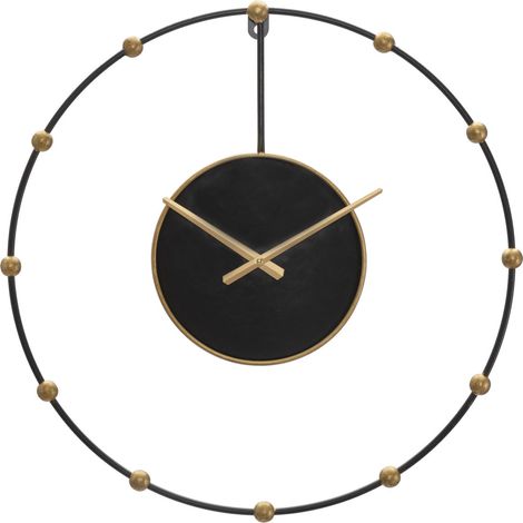 Orologio da parete Pearl in ferro nero di grande diametro