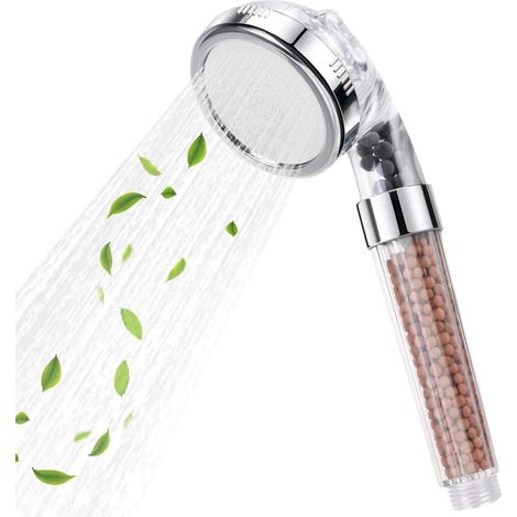 Pommeau de douche économie d'eau 3 jets avec billes minérales et filtre anti-calcaire (1/5)