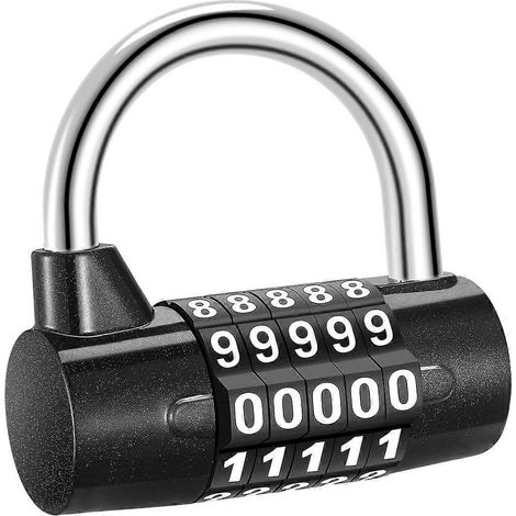 Cadenas à combinaison à 5 chiffres, cadenas à combinaison réinitialisable, cadenas de sécurité, cadenas numérique (1/5)
