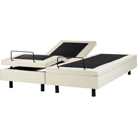 Cama articulada eléctrica moderna mando a distancia ajustable sin cabecero poliéster beige 180 x 200 cm Duke II
