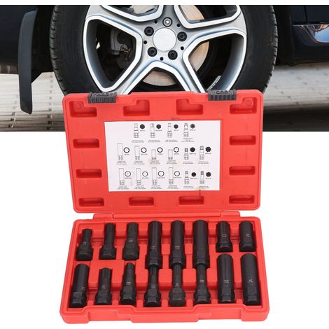 Jeu de 16 douilles antivol, écrou de roue antivol, kit de clés universelles (1/5)