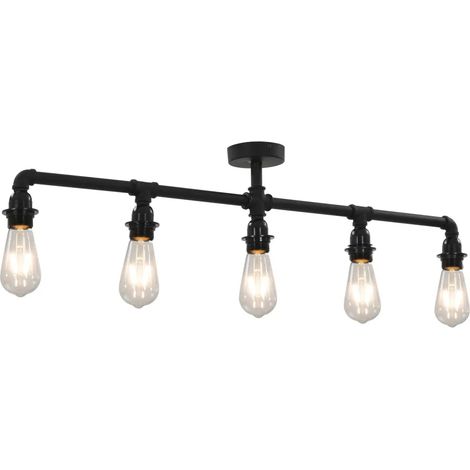 Plafonnier moderne steampunk design intérieur 95 x 18 cm ambiance cosy en métal noir (1/5)