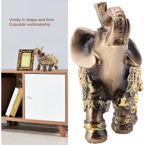 Symbole de bon augure Feng Shui : Statue d'éléphant doré - Cadeau artisanal (1/3)