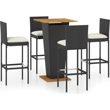Maison Exclusive - Set da Bar da Giardino 5 pz con Cuscini in Polyrattan Nero (1/5)