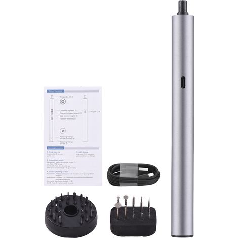 Tournevis électrique multifonctionnel, perceuse, polisseuse, trancheuse, réglage à 3 vitesses, moteur à grande vitesse de 30 000 tr/min avec lampe d'éclairage pour la réparation d'appareils électroniq (1/5)