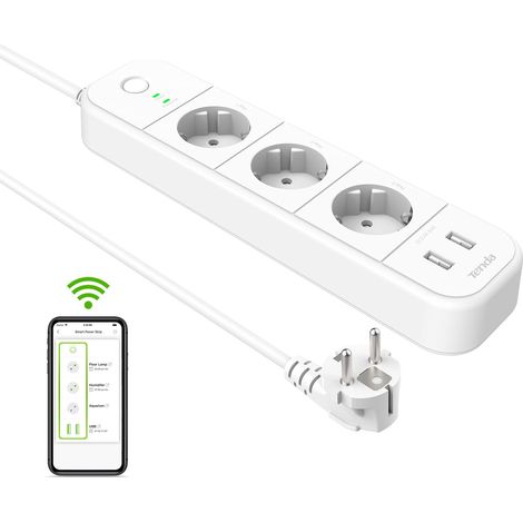 Multiprise Connectée WiFi Intelligente avec 3 Prises et 2 Ports USB, Protection Contre les Surtensions, Interrupteur Indépendant, Commande Vocale, Contrôle à Distance (1/5)