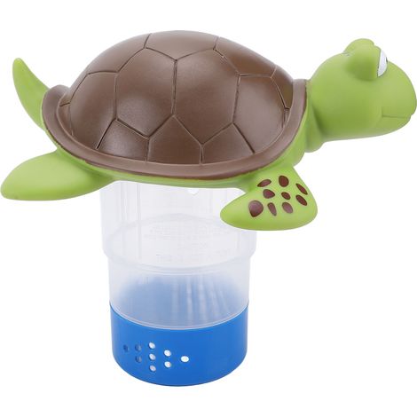 Schwimmender Chlorinator-Spender aus PVC mit niedlichem Schildkröten-Design, Pooltabletten-Spender, Chlorinatorkorb (1/5)