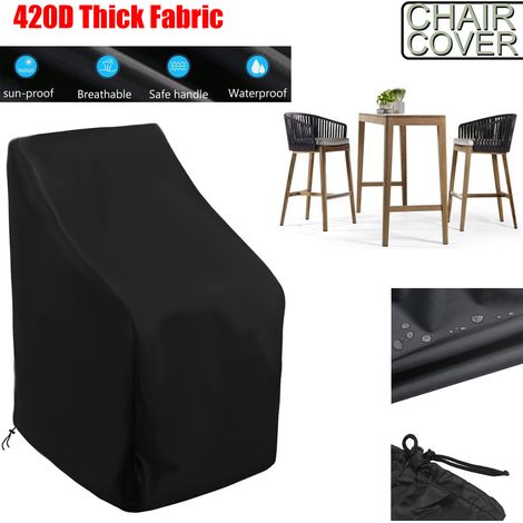 Housse de chaise de jardin, tissu Oxford 420D, imperméable, empilable, anti-poussière, résistante aux UV, coupe-vent (65 x 65 x 80/120 cm)