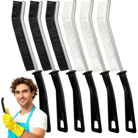 Set mit 6 Reinigungsbürsten für Ecken - Bürste mit steifen Borsten zur Reinigung von Ritzen - WC-Reinigungswerkzeug - Für kleine Räume: Küche, Badezimmer, Ecken, Fugen usw. (1/5)
