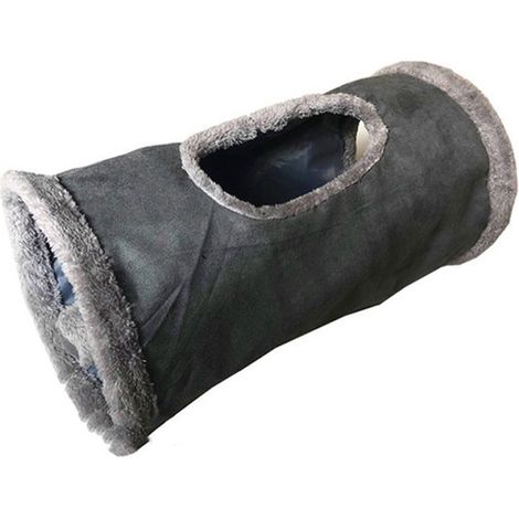 Túnel plegable para gatos con una abertura, túnel de juego plegable, incluye pelotas pequeñas, conejos, cerdos y otras mascotas, Azul marino (1/5)