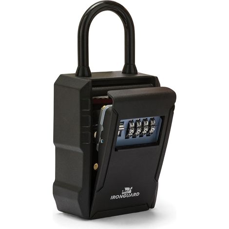 IRONGUARD IG014 - Cassetta di sicurezza per chiavi - Con lucchetto - Contenitore grande - Resistente alle intemperie - Combinazione a 4 cifre - Ideale per chiavi ingresso casa, garage e B&B (1/5)