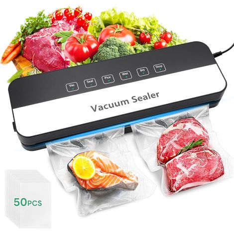 Machine à emballer sous vide pour aliments, mode sec/humide, appareil de scellage alimentaire avec sac sous vide (1/5)