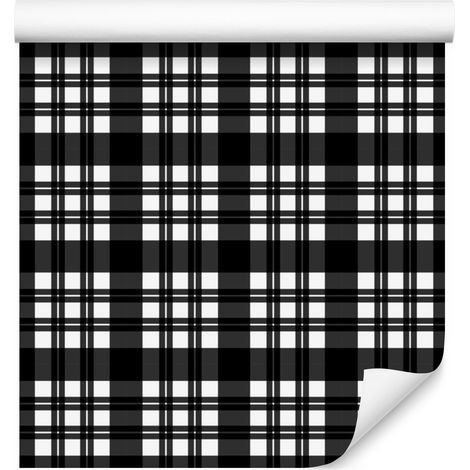 Papier peint à carreaux noirs et blancs gris, centre graphite 50x1000 cm (1/5)