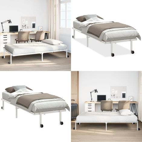 vidaXL Cadre de lit sans matelas pliable blanc 75x190 cm acier (1/5)