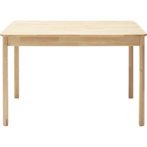 Table de salle à manger rectangulaire en bois hêtre massif huilé coloris naturel - longueur 120 x hauteur 76 x profondeur 80 cm (1/4)