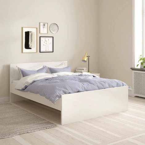 Lit une place et demie Bora, Taille Matelas 140x200 cm, Une place et demie, Blanc Brillant (1/5)