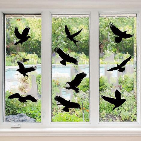 Lot de 9 autocollants anti-collision pour vitres, motif oiseau, pour la décoration intérieure. (1/4)