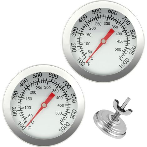 2 PCS Thermomètre pour Grill à Charbon et Fumoir, Acier Inoxydable Haute Précision, Résistants à la Chaleur, Plage 50-500℃ (100-1000℉), Idéal pour Grillades au Charbon et Fumage (1/5)