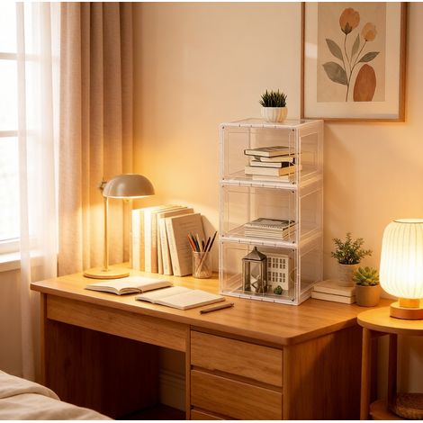 Schuhaufbewahrungsbox stapelbar transparent 3er Set OKMYHOME (1/5)
