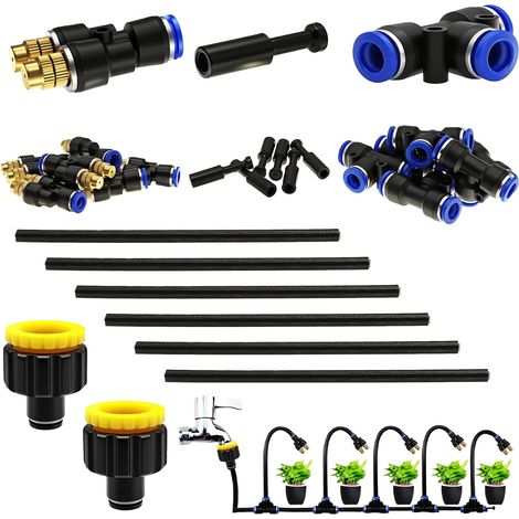 Y Type Brass Double Head Atomizer Nozzle Kit 360° Adjustable with 8mm Quick Connect Adapter for Lawn, Patio and Garden Sprinkler System (1/5)