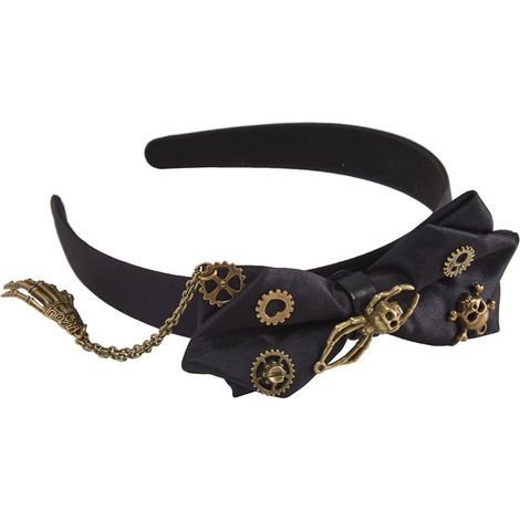 Punk Retro Gear Skull Bow Headband Gothic Dark Skull Bracelet Lolita Headband (1/5)